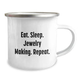 Jewelry Making Enthusiasts Eat. Sleep. Jewelry Making. Repeat. Gifts from Family Friends to Graduating Jewelry Makers Camping Mug - Image 2